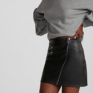 NWT Express Black Faux Leather Moro Mini Skirt